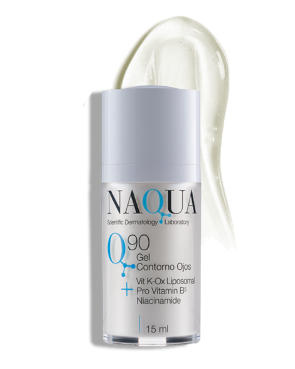 Q90 | Gel Contorno de Ojos + Vitamina K-Óxido Liposomada, Pro Vitamina B5, Niacinamida.