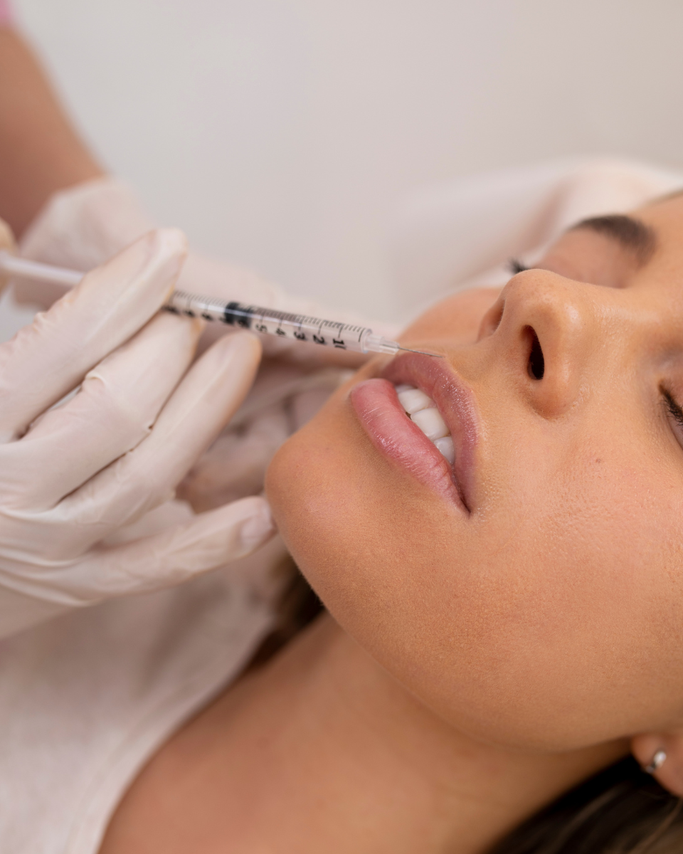 profesional aplicando ácido hialurónico para aumentar el volumen y la definición de los labios con resultados naturales.